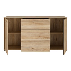 Komoda z szufladami 160 cm Arank | dąb mauvella/czarny