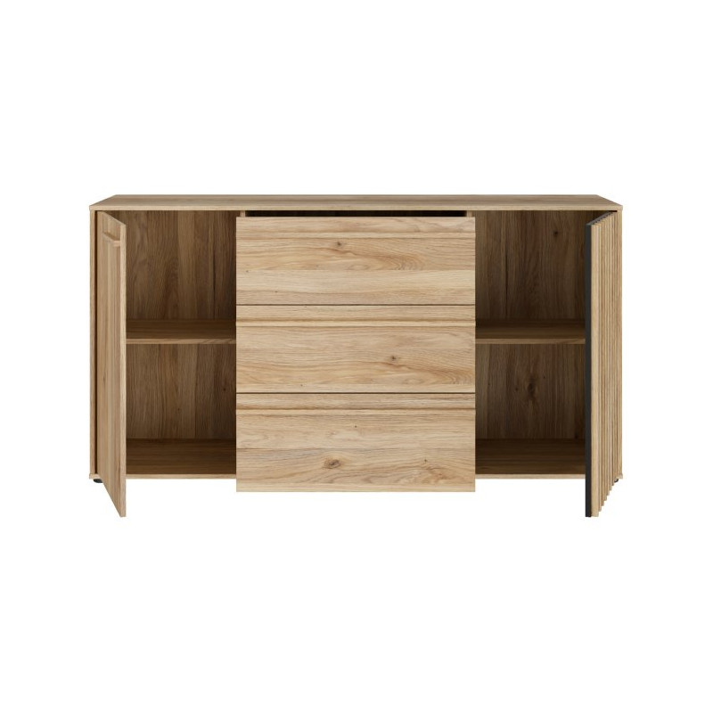 Komoda z szufladami 160 cm Arank | dąb mauvella/czarny