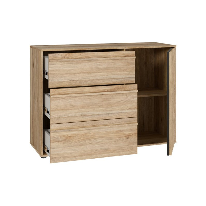 Komoda z szufladami 120 cm Arank | dąb mauvella/czarny