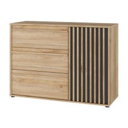 Komoda z szufladami 120 cm Arank | dąb mauvella/czarny