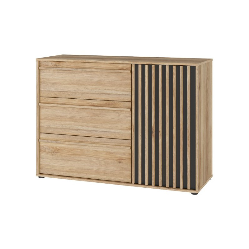 Komoda z szufladami 120 cm Arank | dąb mauvella/czarny