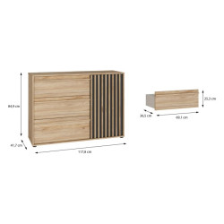 Komoda z szufladami 120 cm Arank | dąb mauvella/czarny