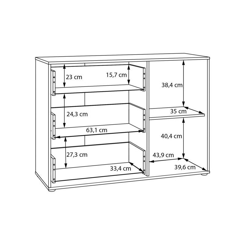 Komoda z szufladami 120 cm Arank | dąb mauvella/czarny
