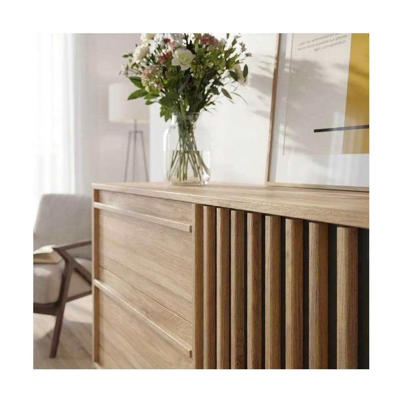 Komoda z szufladami 120 cm Arank | dąb mauvella/czarny