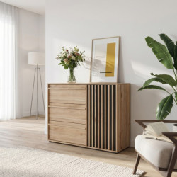 Komoda z szufladami 120 cm Arank | dąb mauvella/czarny