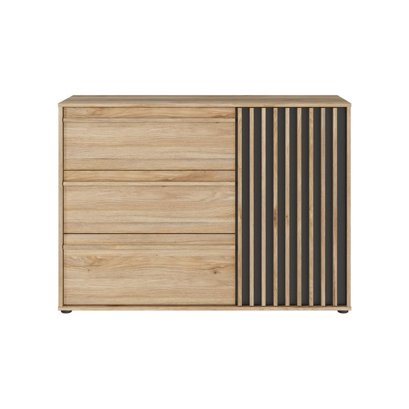 Komoda z szufladami 120 cm Arank | dąb mauvella/czarny