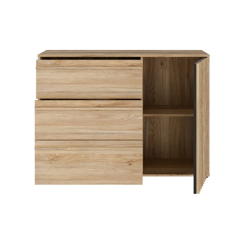 Komoda z szufladami 120 cm Arank | dąb mauvella/czarny