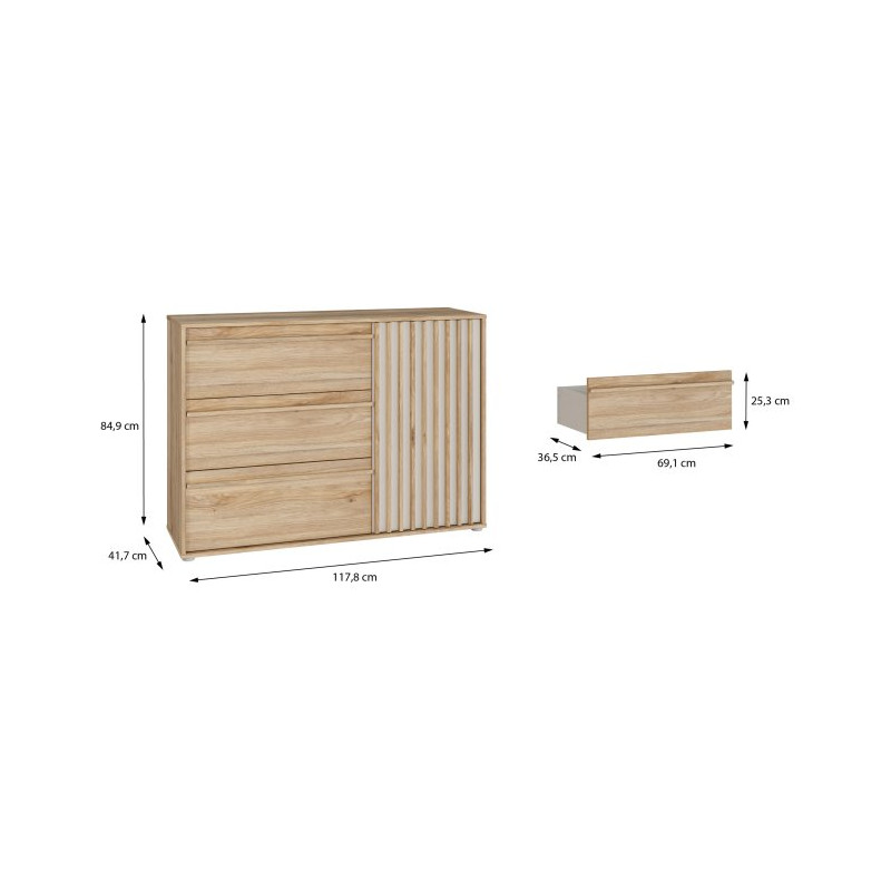 Komoda z szufladami 120 cm Arank | dąb mauvella