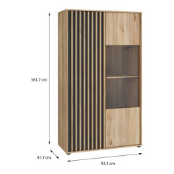 Witryna do salonu 94 cm Arank | dąb mauvella/czarny