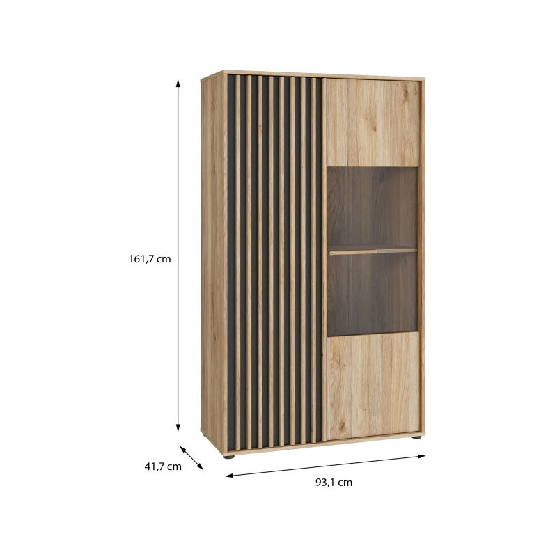 Witryna do salonu 94 cm Arank | dąb mauvella/czarny