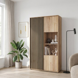 Witryna do salonu 94 cm Arank | dąb mauvella/czarny
