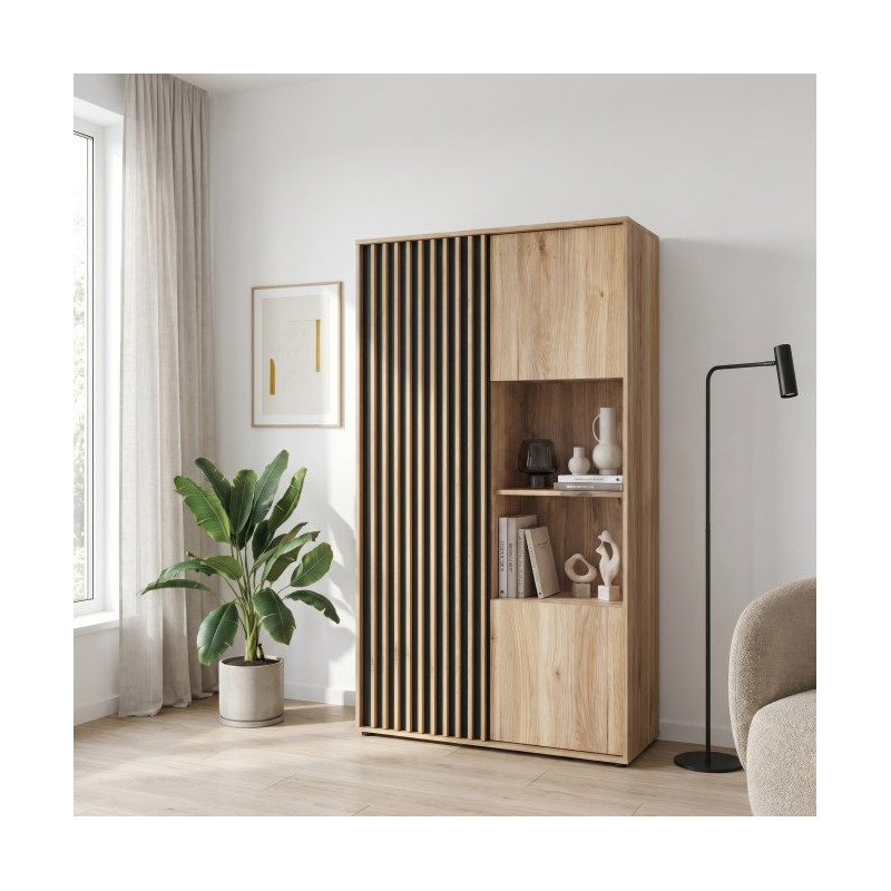 Witryna do salonu 94 cm Arank | dąb mauvella/czarny