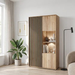 Witryna do salonu 94 cm Arank | dąb mauvella/czarny