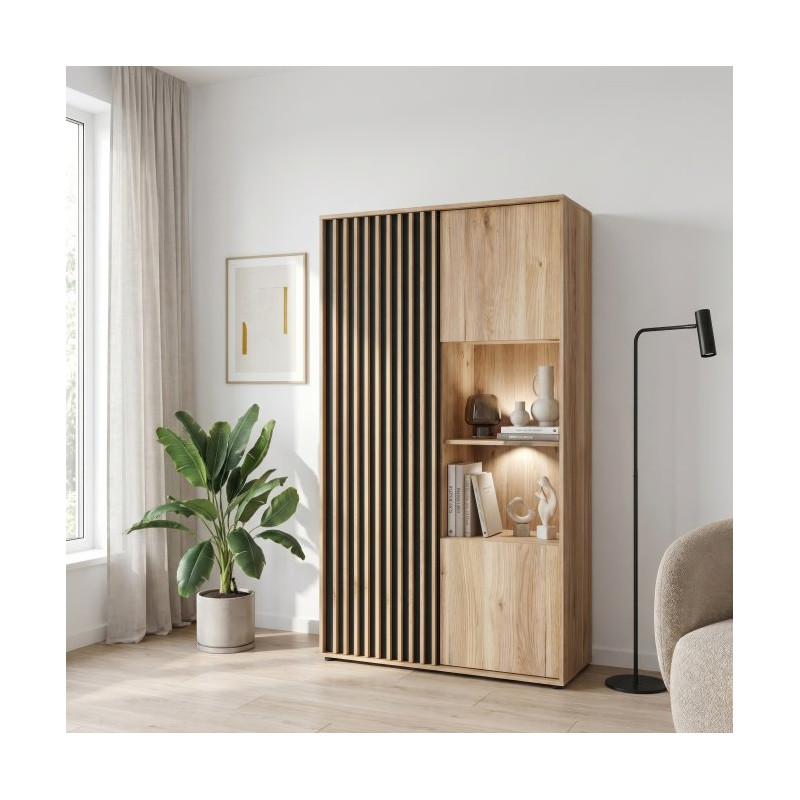 Witryna do salonu 94 cm Arank | dąb mauvella/czarny