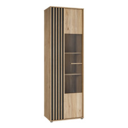 Wąska witryna 65 cm Arank do salonu | dąb mauvella/czarny