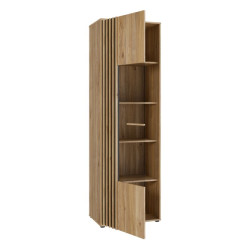 Wąska witryna 65 cm Arank do salonu | dąb mauvella/czarny