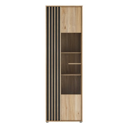 Wąska witryna 65 cm Arank do salonu | dąb mauvella/czarny