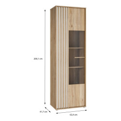 Wąska witryna 65 cm Arank do salonu | dąb mauvella