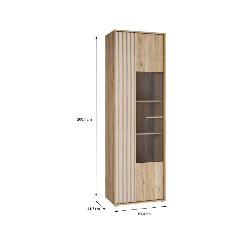 Wąska witryna 65 cm Arank do salonu | dąb mauvella