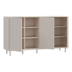 Komoda do salonu 160 cm Playly z szafkami i otwartymi półkami