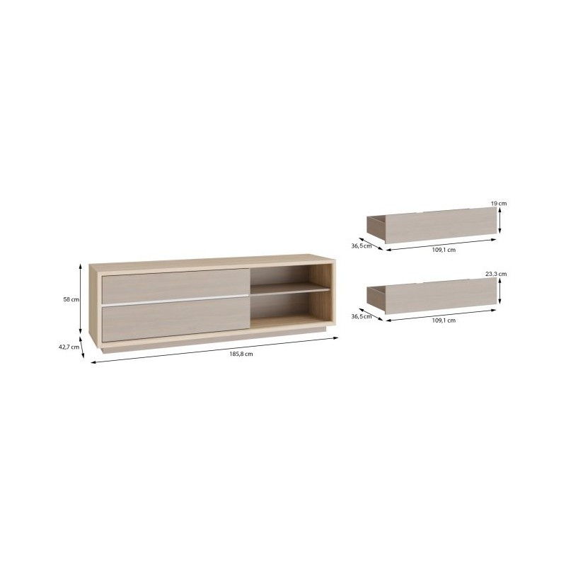 Szafka RTV 180 cm Ficar FCRT222LB – z oświetleniem LED
