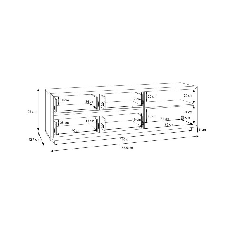 Szafka RTV 180 cm Ficar FCRT222LB – z oświetleniem LED