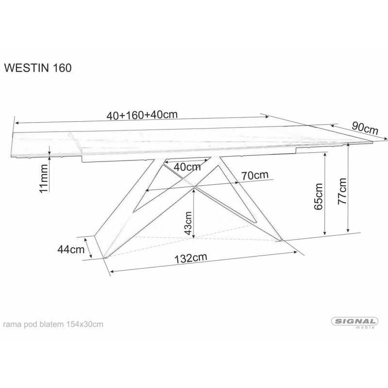 Stół ceramiczny Westin Ceramic sahara noir/czarny mat(160-240)x90
