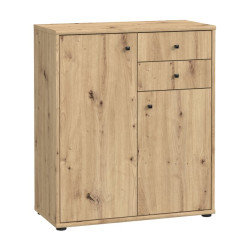 Komoda 2 szuflady 2 półki dąb artisan  – nowoczesny design