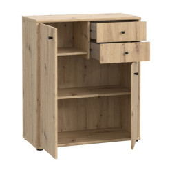 Komoda 2 szuflady 2 półki dąb artisan  – nowoczesny design