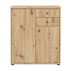 Komoda 2 szuflady 2 półki dąb artisan  – nowoczesny design