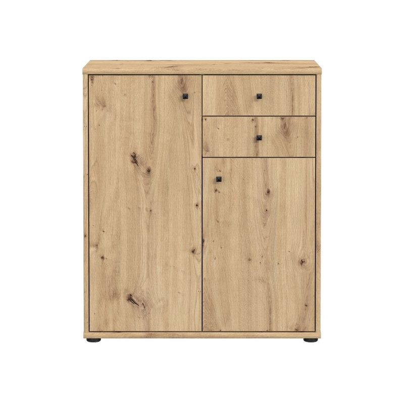 Komoda 2 szuflady 2 półki dąb artisan  – nowoczesny design