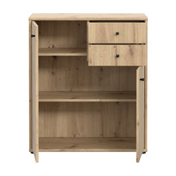 Komoda 2 szuflady 2 półki dąb artisan  – nowoczesny design