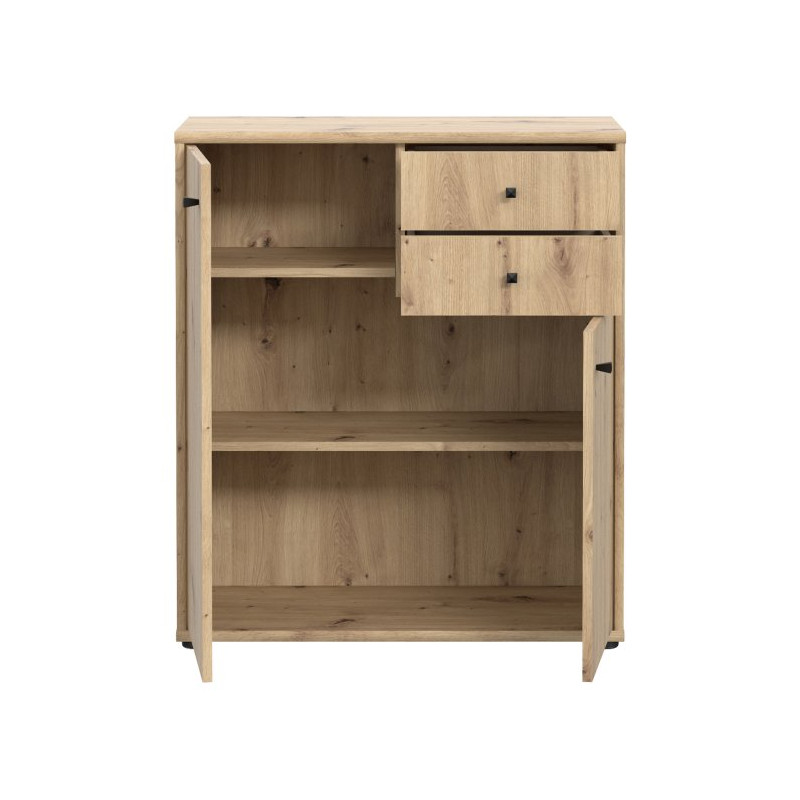 Komoda 2 szuflady 2 półki dąb artisan  – nowoczesny design
