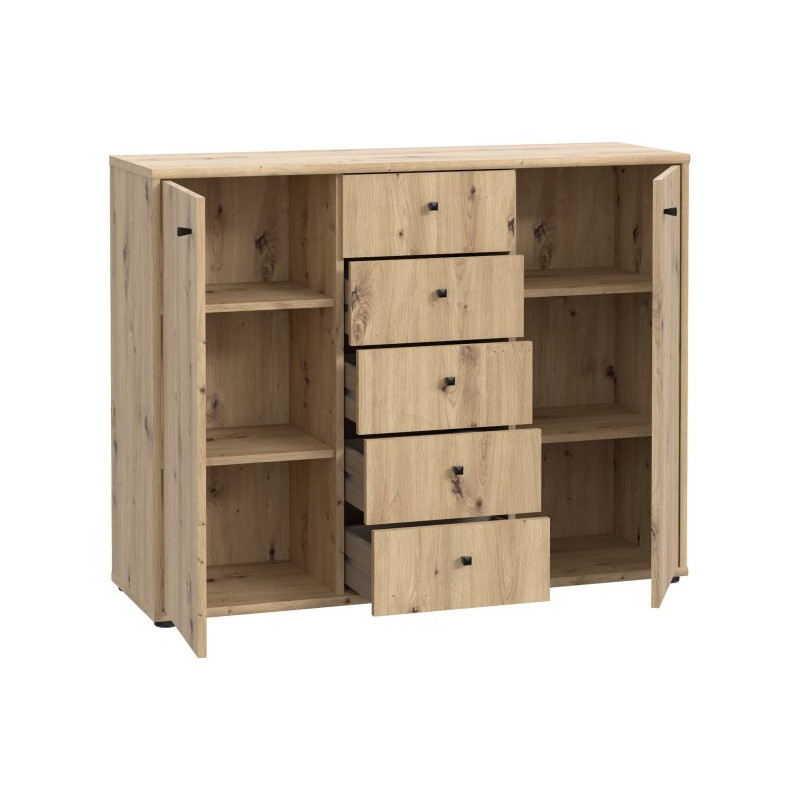 Komoda z szufladami 110 cm dąb artisan | kolekcja Archbox