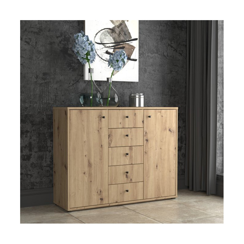 Komoda z szufladami 110 cm dąb artisan | kolekcja Archbox