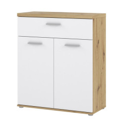 Wysoka komoda Winnie WNK431 do pokoju - biały/dąb artisan
