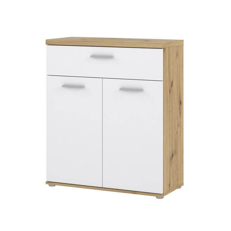 Wysoka komoda Winnie WNK431 do pokoju - biały/dąb artisan