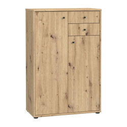 Komoda wysoka 2 szuflady i szafki dąb artisan 111 cm | Domowanie.pl
