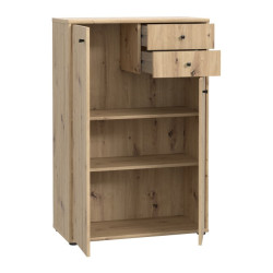 Komoda wysoka 2 szuflady i szafki dąb artisan 111 cm | Domowanie.pl