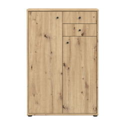 Komoda wysoka 2 szuflady i szafki dąb artisan 111 cm | Domowanie.pl