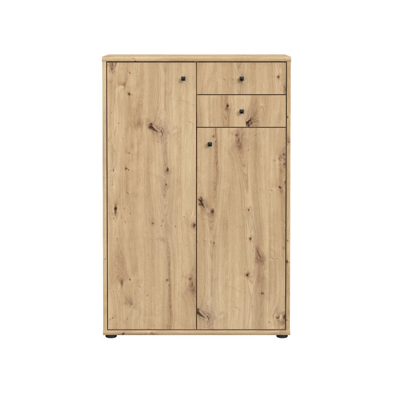 Komoda wysoka 2 szuflady i szafki dąb artisan 111 cm | Domowanie.pl