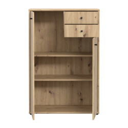 Komoda wysoka 2 szuflady i szafki dąb artisan 111 cm | Domowanie.pl