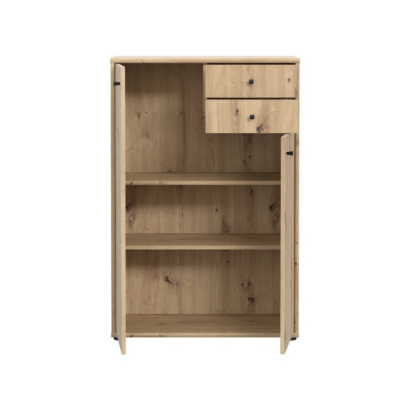 Komoda wysoka 2 szuflady i szafki dąb artisan 111 cm | Domowanie.pl