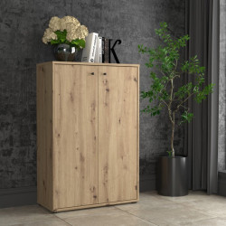 Komoda wysoka dąb artisan 111,1 cm – 2 półki, nowoczesna | Domowanie.pl