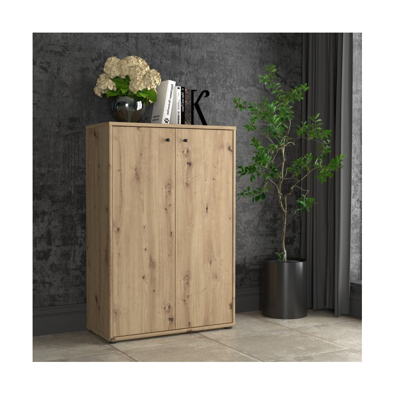 Komoda wysoka dąb artisan 111,1 cm – 2 półki, nowoczesna | Domowanie.pl