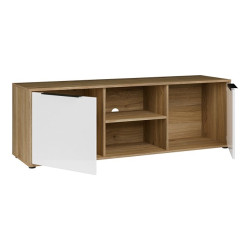 Szafka RTV 150 cm Orkney do salonu | dąb mauvella/biały połysk