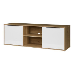 Szafka RTV 150 cm Orkney do salonu | dąb mauvella/biały połysk