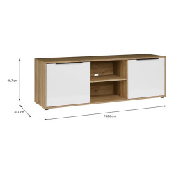 Szafka RTV 150 cm Orkney do salonu | dąb mauvella/biały połysk