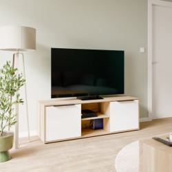 Szafka RTV 150 cm Orkney do salonu | dąb mauvella/biały połysk
