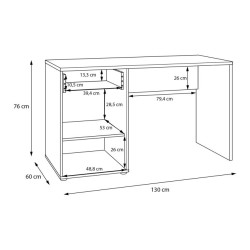 Biurko 130x60 cm Arank – funkcjonalne biurko do pracy i nauki
